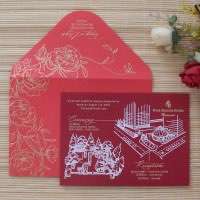 Red Wedding Invitation Marriage Card Simple Style Invitation Card Foiling Printing Customized